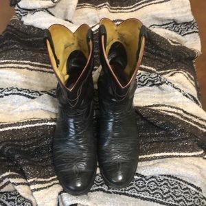 Tony Lama men’s black with red stitching boots style #2022 10 1/2 ee